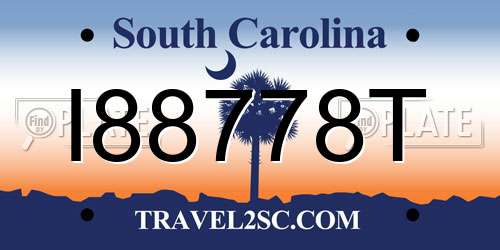 I88778T South Carolina License Plate