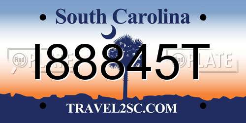 I88845T South Carolina License Plate
