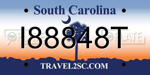 I88848T South Carolina License Plate