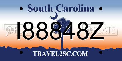 I88848Z South Carolina License Plate