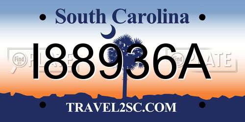 I88936A South Carolina License Plate