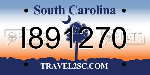 I891270 South Carolina License Plate