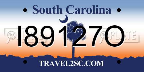 I89127O South Carolina License Plate