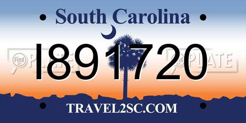 I891720 South Carolina License Plate
