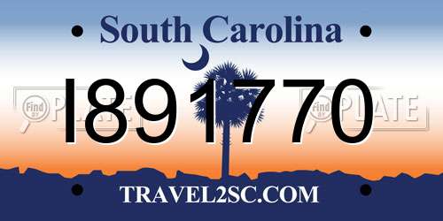 I891770 South Carolina License Plate