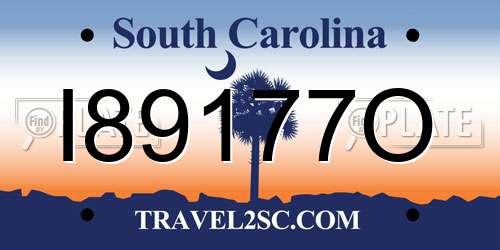 I89177O South Carolina License Plate