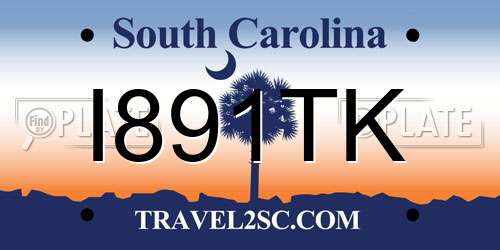 I891TK South Carolina License Plate