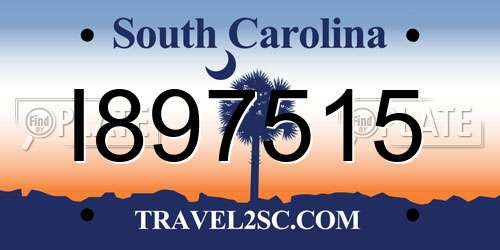 I897515 South Carolina License Plate