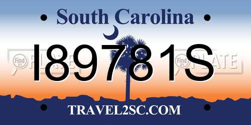 I89781S South Carolina License Plate