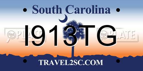 I913TG South Carolina License Plate