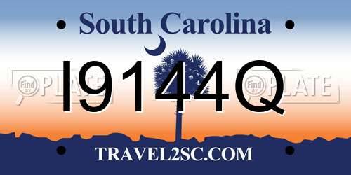 I9144Q South Carolina License Plate