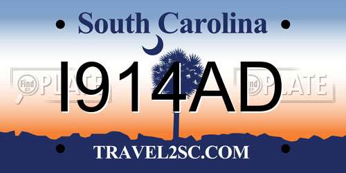 I914AD South Carolina License Plate