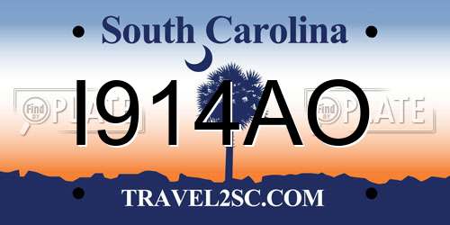 I914AO South Carolina License Plate
