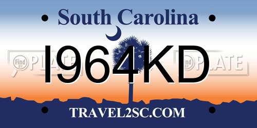 I964KD South Carolina License Plate