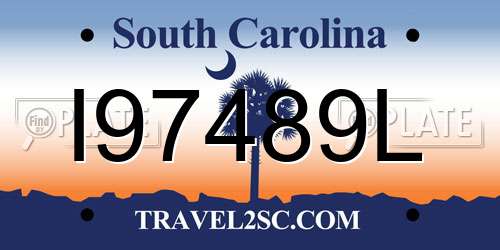 I97489L South Carolina License Plate