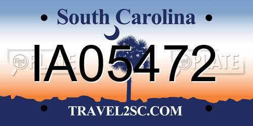 IA05472 South Carolina License Plate