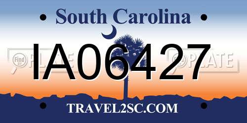 IA06427 South Carolina License Plate
