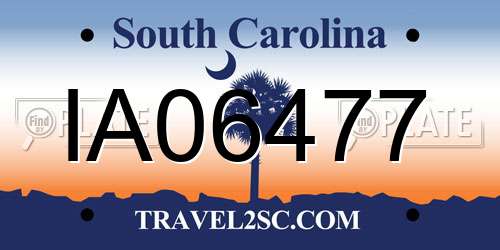IA06477 South Carolina License Plate