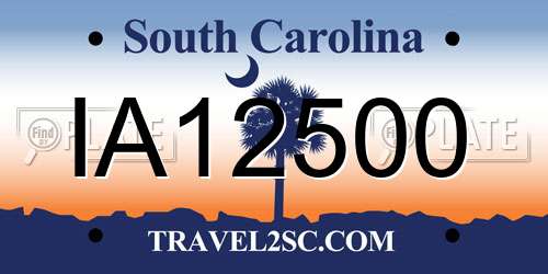 IA12500 South Carolina License Plate