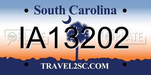 IA13202 South Carolina License Plate