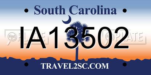 IA13502 South Carolina License Plate