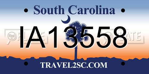 IA13558 South Carolina License Plate