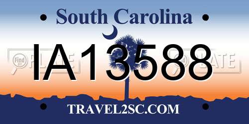 IA13588 South Carolina License Plate