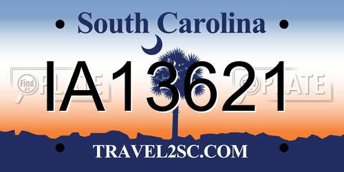 IA13621 South Carolina License Plate