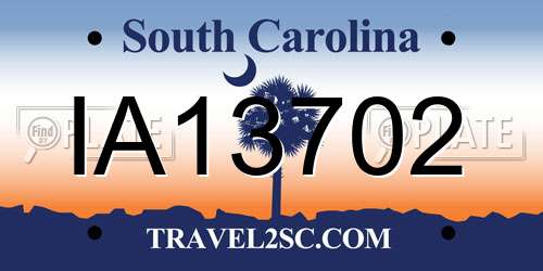 IA13702 South Carolina License Plate