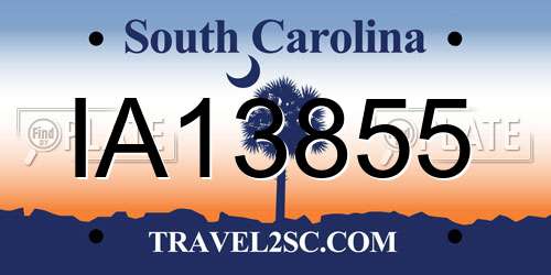 IA13855 South Carolina License Plate