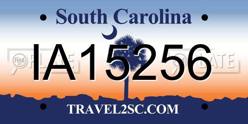 IA15256 South Carolina License Plate