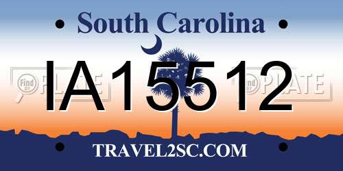 IA15512 South Carolina License Plate