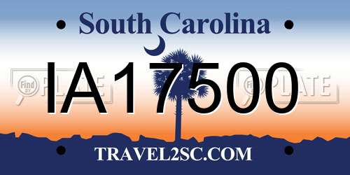 IA17500 South Carolina License Plate