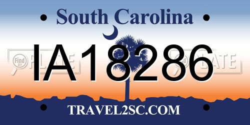 IA18286 South Carolina License Plate