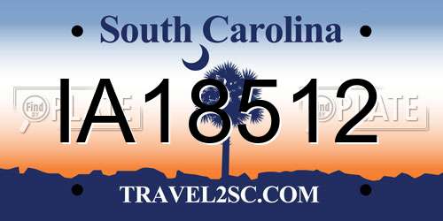 IA18512 South Carolina License Plate