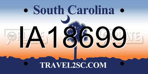 IA18699 South Carolina License Plate