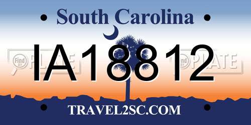 IA18812 South Carolina License Plate