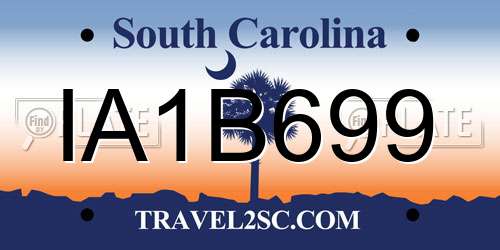 IA1B699 South Carolina License Plate
