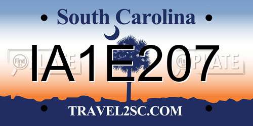 IA1E207 South Carolina License Plate