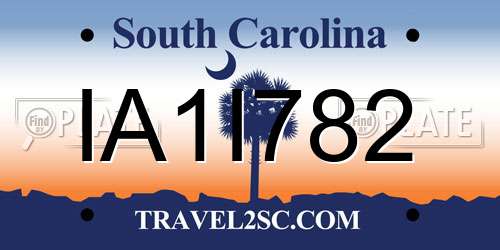 IA1I782 South Carolina License Plate