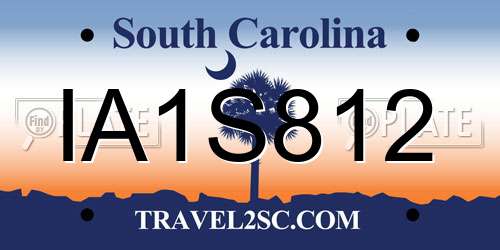 IA1S812 South Carolina License Plate