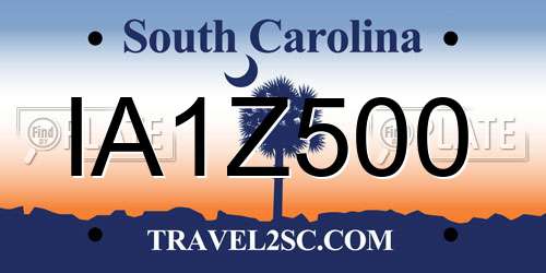 IA1Z500 South Carolina License Plate