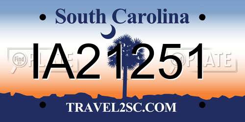 IA21251 South Carolina License Plate