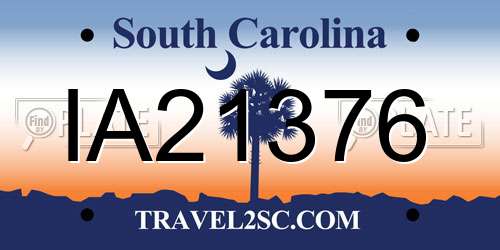 IA21376 South Carolina License Plate