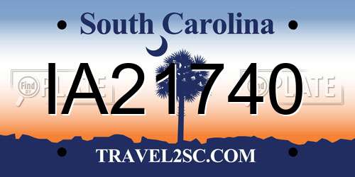 IA21740 South Carolina License Plate