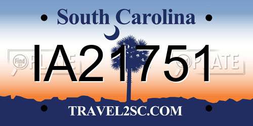 IA21751 South Carolina License Plate