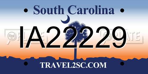IA22229 South Carolina License Plate