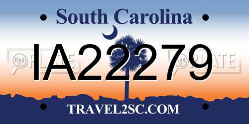 IA22279 South Carolina License Plate