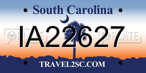 IA22627 South Carolina License Plate