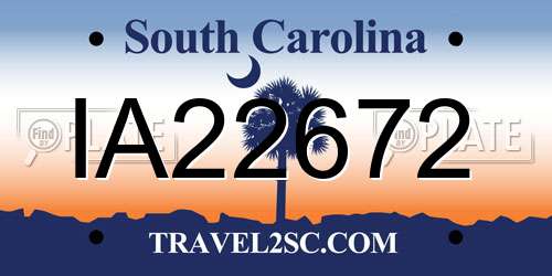 IA22672 South Carolina License Plate